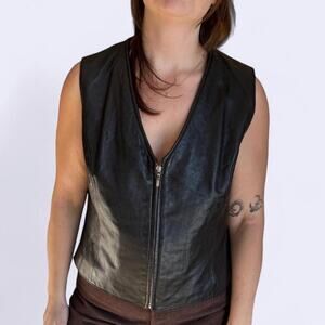 Vintage 90s wilsons leather zip up vest women's XL